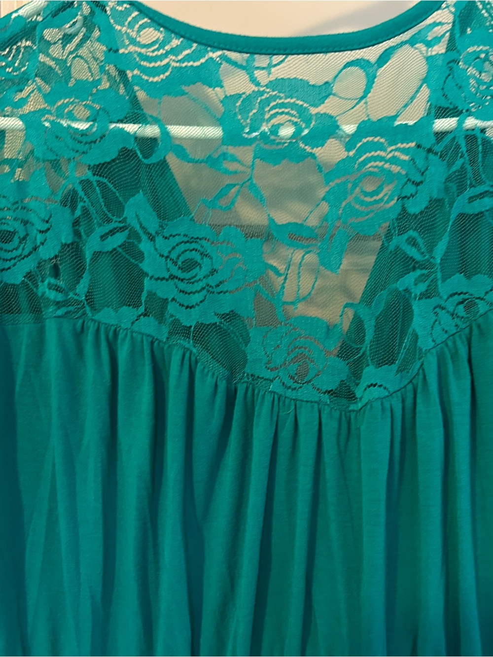 Floral Lace Yoke Chemise in Teal